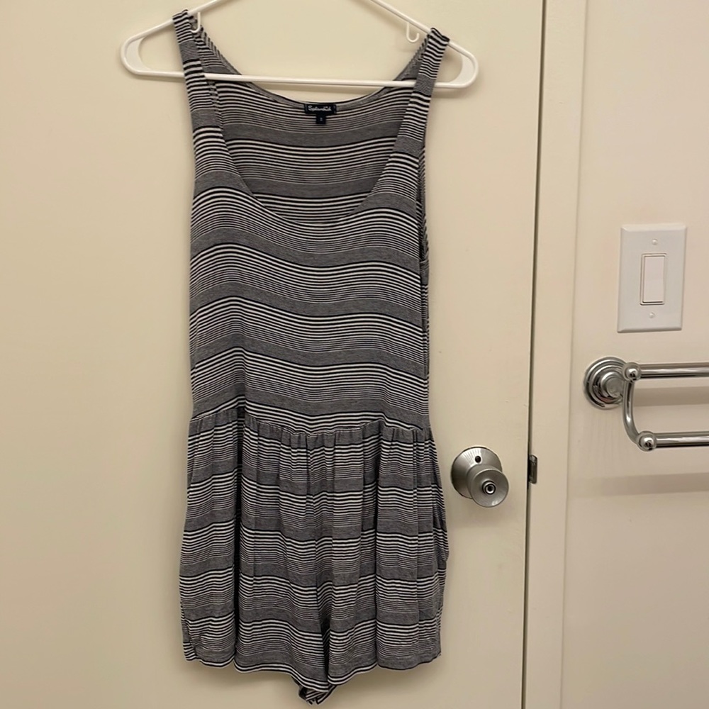 Splendid Women's Standard ABLE Staple Romper, Blue and White Stripped, Size S